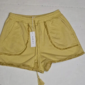 Gilli distressed hem mustard colored lounge women shorts SZ Small